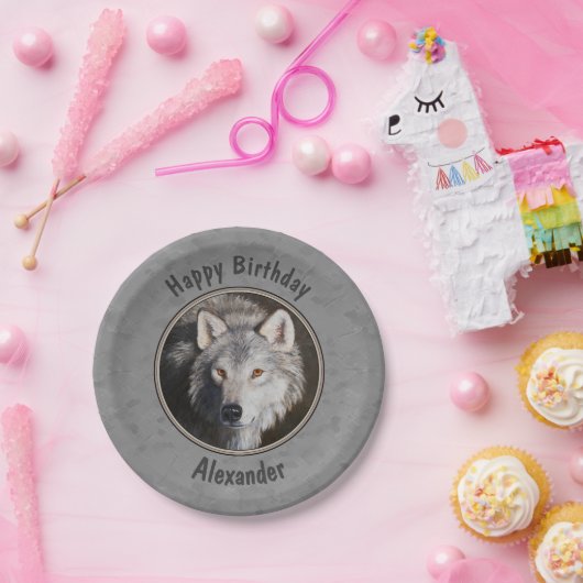 Gray Timber Wolf Face Papieren Bordje (Feest)