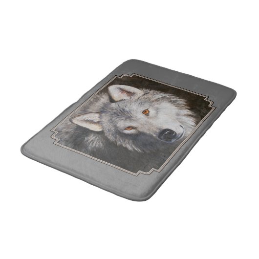 Gray Timber Wolf Face Portret Badmat (Gekanteld)