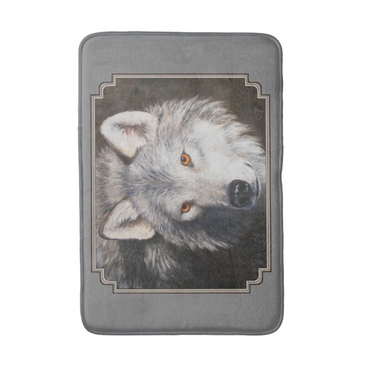 Gray Timber Wolf Face Portret Badmat (Voorkant Verticaal)