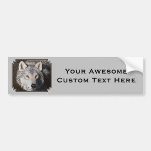 Gray Timber Wolf Face Portret Bumpersticker