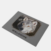 Gray Timber Wolf Face Portret Deurmat (Schuin)