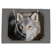 Gray Timber Wolf Face Portret Groot Cadeauzakje (Achterkant)