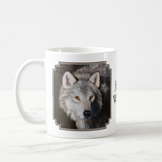 Gray Timber Wolf Face Portret Koffiemok (Links)
