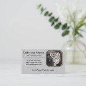 Gray Timber Wolf Face Portret Visitekaartje (Staand voorkant)