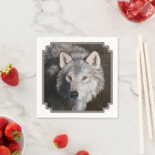Gray Timber Wolf Face Servet (Insitu)