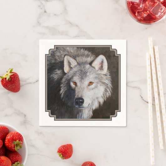 Gray Timber Wolf Face Servet (Insitu)