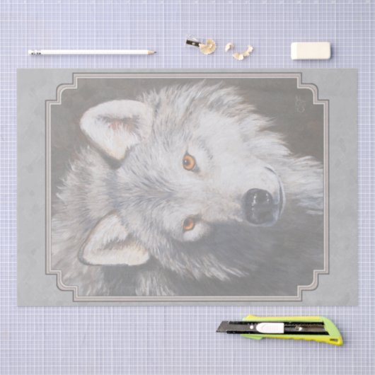 Gray Timber Wolf Face Tissuepapier (Craft)