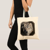 Gray Timber Wolf Face Tote Bag (Voorkant (product))