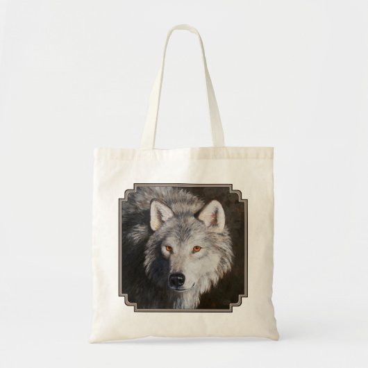 Gray Timber Wolf Face Tote Bag (Voorkant)