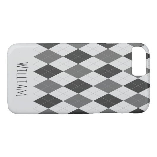 Gray Tones Argyle Pattern iPhone 7/8 Hoesje (Achterkant (Horizontaal))