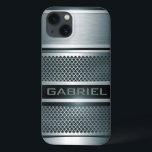 Gray Tones Metal Kijk Collage-Monogram Case-Mate iPhone Case<br><div class="desc">Rol metalen blik met metalen maas en geborsteld aluminium in zwarte en grijze tinten. Aangepast en optioneel monogram. Beschikbaar op andere producten</div>