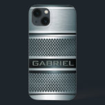 Gray Tones Metal Kijk Collage-Monogram Case-Mate iPhone Case<br><div class="desc">Rol metalen blik met metalen maas en geborsteld aluminium in zwarte en grijze tinten. Aangepast en optioneel monogram. Beschikbaar op andere producten</div>