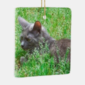 Gray Tortie Cat Keramisch Ornament (Rechts)