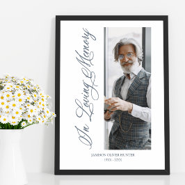 Gray Traditional & Elegant Photo Funeral Beste One Perfect Poster