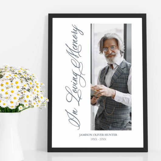 Gray Traditional & Elegant Photo Funeral Beste One Perfect Poster