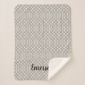 Gray Trellis Monogram | Moderne bosbouw Sherpa Deken (Voorkant)