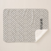 Gray Trellis Monogram | Moderne bosbouw Sherpa Deken (Voorkant (horizontaal))