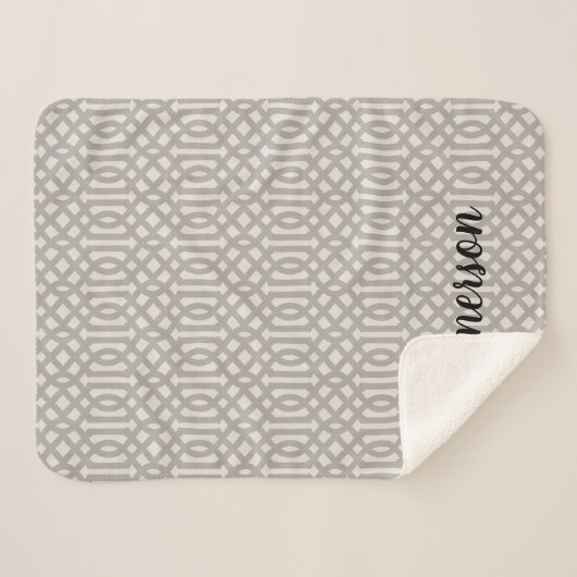 Gray Trellis Monogram | Moderne bosbouw Sherpa Deken (Voorkant (horizontaal))