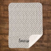 Gray Trellis Monogram | Moderne bosbouw Sherpa Deken