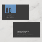 Gray Trendy Blue Stripe Monogram Visitekaartje (Voorkant / Achterkant)