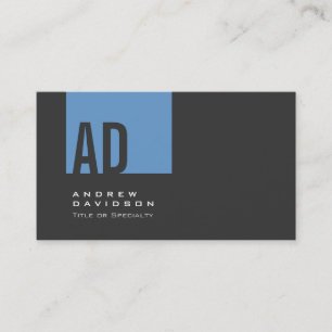 Gray Trendy Blue Stripe Monogram Visitekaartje