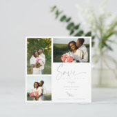 Gray Trendy Branches Wedding Save Date 3 Photos (Staand voorkant)
