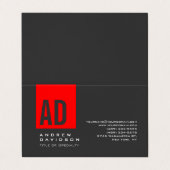 Gray Trendy Red Stripe Monogram Visitekaartje (Buitenkant ongevouwen)