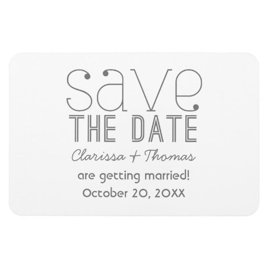 Gray Trendy Typografie Save the Date Magnet Magneet (Horizontaal)