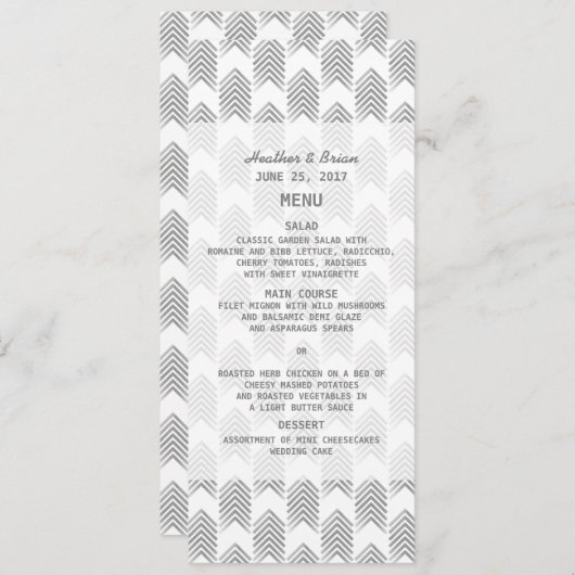 Gray Tribal Arrows Wedding Menu (Voorkant / Achterkant)