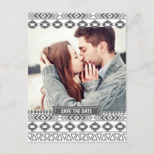 GRAY TRIBAL AZTEC FOTO BEWAREN DE DATUM BRIEFKAART