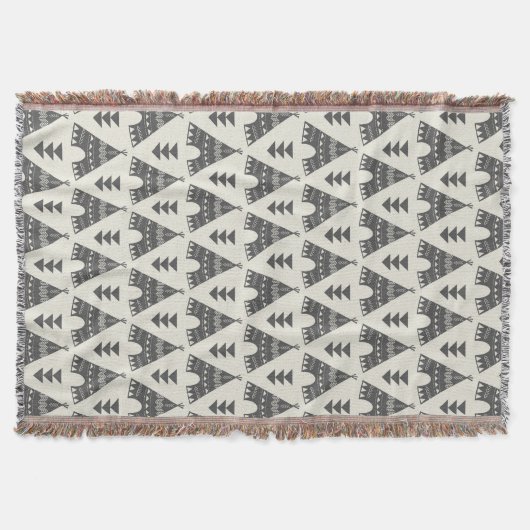 Gray Tribal Teepes Throw Blanket Deken (Voorkant)