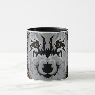 Gray Tribal Wolf Head Mok
