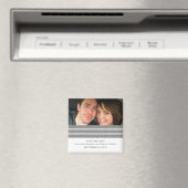 Gray Triple Stripe Photo Save the Date Magnet (Insitu (Vaatwasser))
