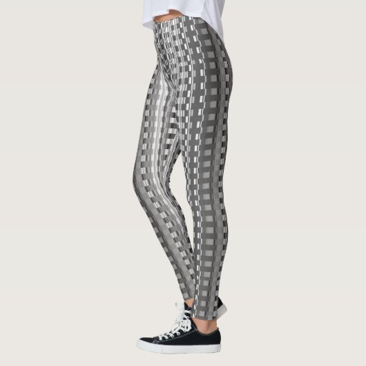 Gray Trippy Chekered Stripes Cool Psychedelic Art Leggings (Links)