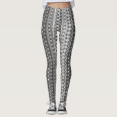 Gray Trippy Chekered Stripes Cool Psychedelic Art Leggings (Voorkant)
