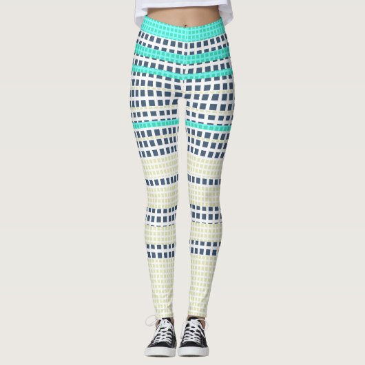 Gray turkooise plaid leggings (Voorkant)