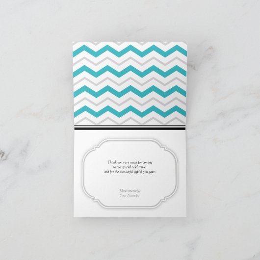 Gray & Turquoise Chevron Trendy Dank u wel kaarten (Binnen)