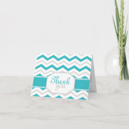 Gray & Turquoise Chevron Trendy Dank u wel kaarten