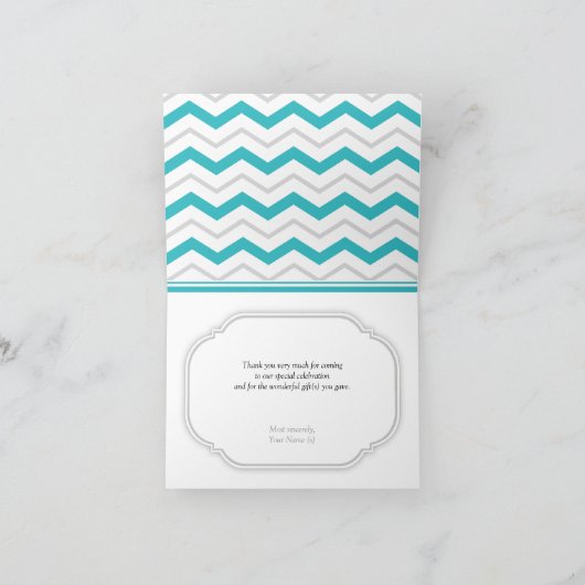 Gray & Turquoise Chevron Trendy Dank u wel kaarten (Binnen)