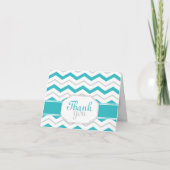 Gray & Turquoise Chevron Trendy Dank u wel kaarten (Voorkant)