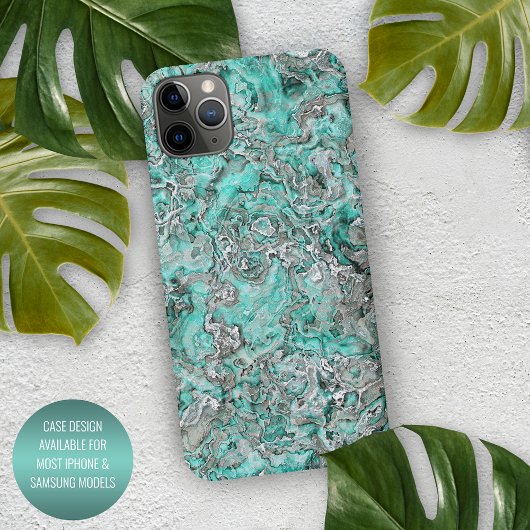 Gray Turquoise Mint Green Minerals Agate Pattern iPhone Hoesje
