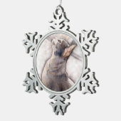 Gray Tuxedo Cat in sneeuwvlokvormig pinda Tin Sneeuwvlok Ornament (Rechts)