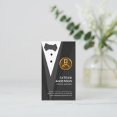 Gray Tuxedo Gold Chef Boutonniere Visitekaartje (Staand voorkant)
