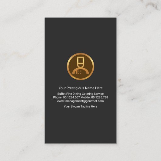 Gray Tuxedo Gold Chef Boutonniere Visitekaartje (Achterkant)