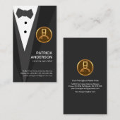 Gray Tuxedo Gold Chef Boutonniere Visitekaartje (Voorkant / Achterkant)