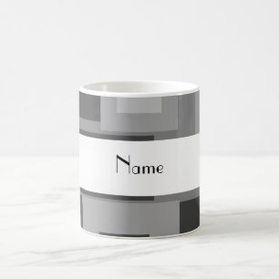 Gray vierkantjes gepersonaliseerde naam Retro Koffiemok