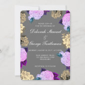 Gray Violet Floral Wedding Invitation Kaart (Voorkant)