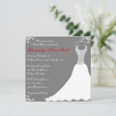 Gray Vrijgezellenfeest Wedding Gown Uitnodiging (Staand voorkant)