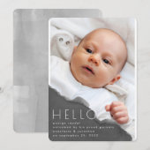 Gray Water Modern minimalistische geboorte Foto Aankondiging (Voorkant / Achterkant)