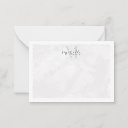 Gray Watercolor All Occasion Monogram Notitiekaartje (Voorkant)